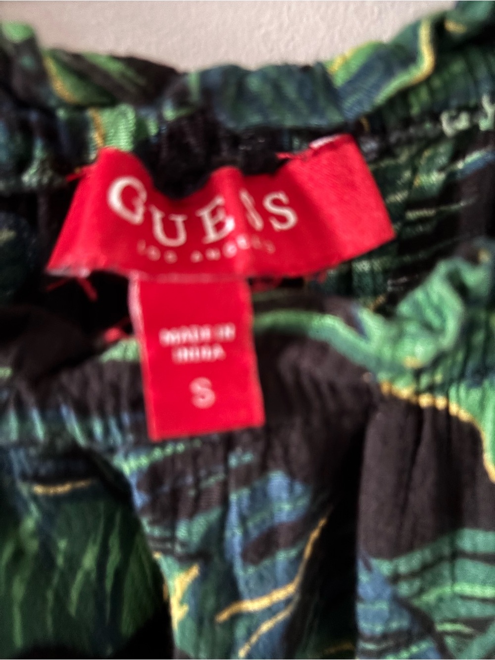Guess Black Dress with Green Leaf Print - Picture 4 of 4